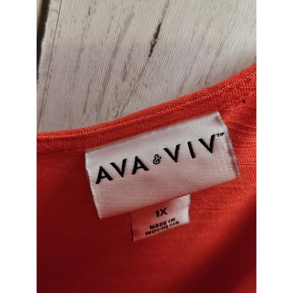 Ava & Viv Women's Tank top Cinched sleeveless sweetheart neck red size 1X - Picture 5 of 7